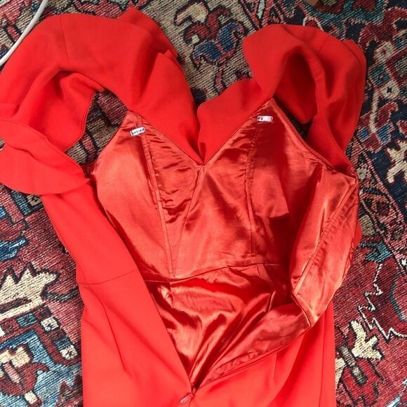 Sheike Red Ruffle Party Dress Small XS - Picture 9 of 13